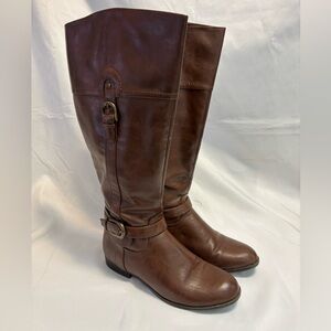 Unisa Untangled Natural Knee-High Wide Calf Buckle Detail Zip Up Boots Size 6.5M